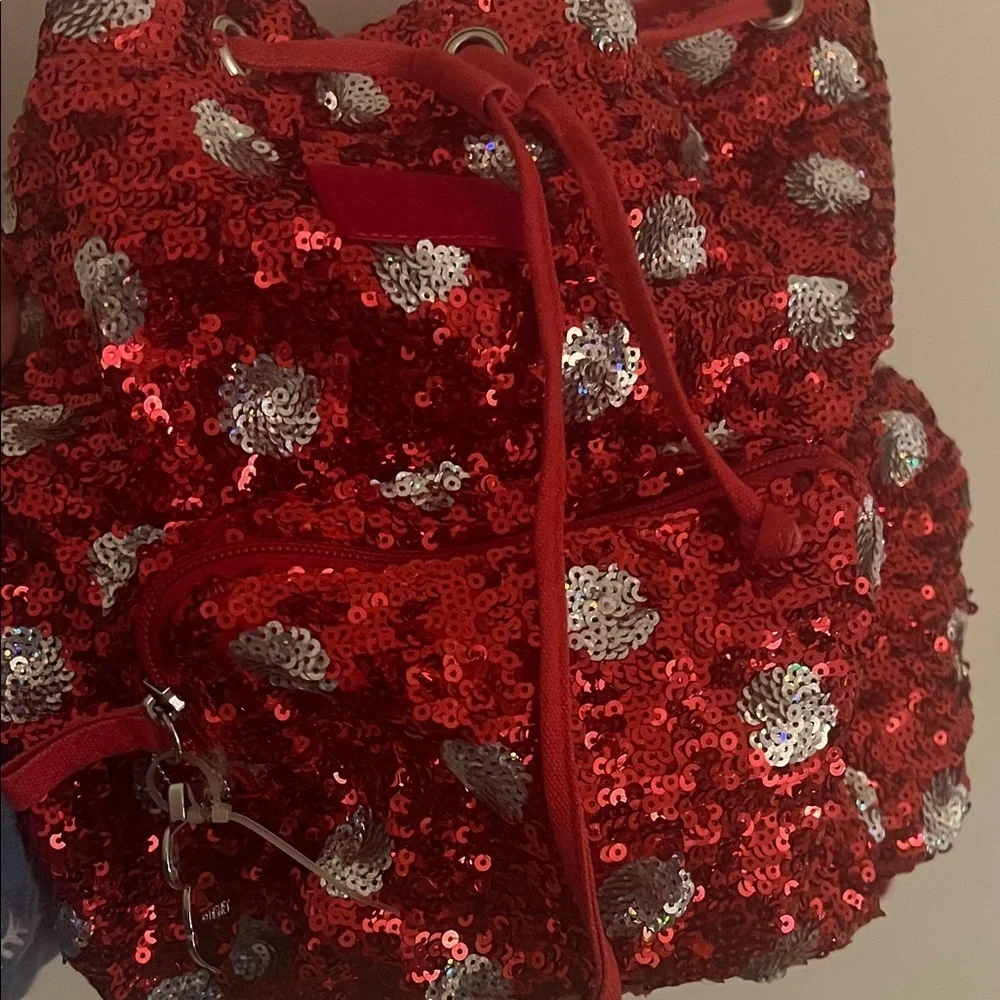Disney Red and Silver Sequin Backpack